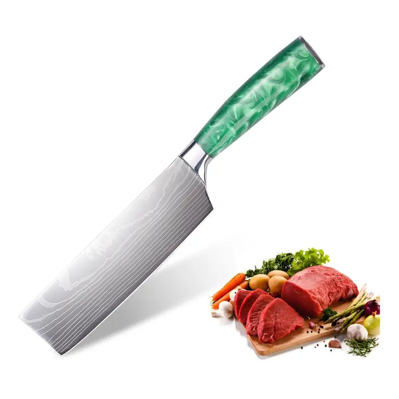 Professional Japanese Chef Knife - Forged Nakiri Knife with 7-Inch Sharp Blade (>60°), Professional-Grade Vegetable & Meat, Paring Knife for & Professional Kitchen Use