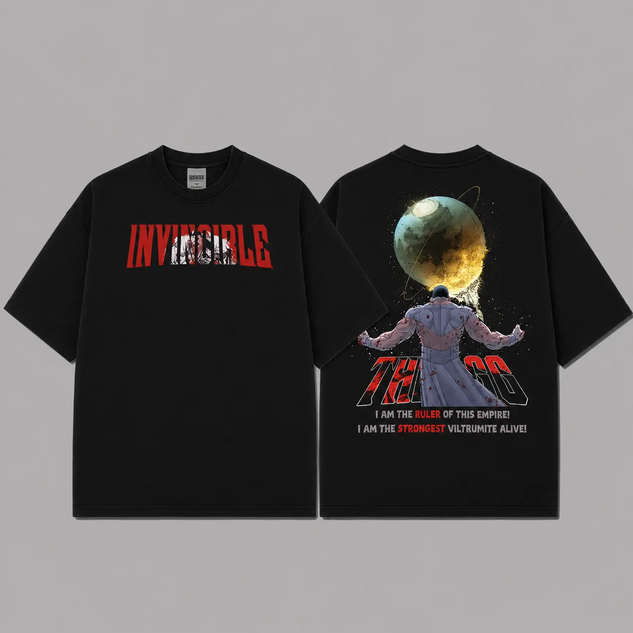Ver 3 Invincible Inspired Oversized Black Graphic T-Shirt, Vintage Movie Actor Fan Tee, The Mark Grayson Shirt, Y2K Comic Style Streetwear Top, Black Cotton Unisex Tee, Retro Superhero Inspired Shirt, Gift for Movie Fans