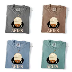 Comfort Colors Full 12 Zodiac  Vibes T-shirt – Afro Woman Astrology Sign Pullover with Sparkly Hat Graphic, Unisex Horoscope Crewneck Gift for Aries, Virgo & Zodiac Lovers, Trendy Aesthetic Sweater