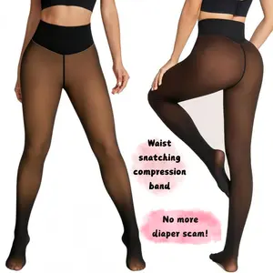NEW COMPRESSION BAND & ONE SEAM OPTION! THE ORIGINAL MAGIC FLEECE LINED LEGGINGS - XS TO 3XL - 4 SHADES - CLOSED FOOT - Fleece Tights Available in Plus Size and Light to Brown Fur Womenswear Basic