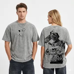 Chainsaw Man Denji Tee – Vintage Washed Heavy Cotton Oversized T-Shirt, Double Printed Anime Manga Graphic Top, Retro Unisex Streetwear for Devil Hunter Fans, Movie Inspired Edition