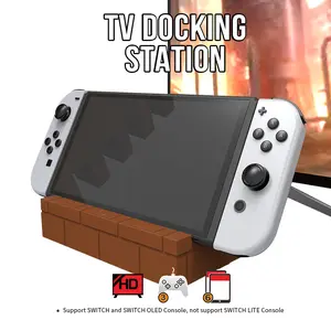 For Switch HDMI Docking Station with Jigsaw Multi-Grip Jack with Game Storage Slot