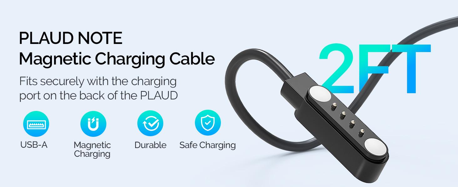 PLAUD Note Voice Recorder Accessory Kit Set, Includes 2FT Magnetic USB Charging Cable, Magnetic Ring, and USB Type-C Adapter, Compatible with PLAUD Note AI Recorder