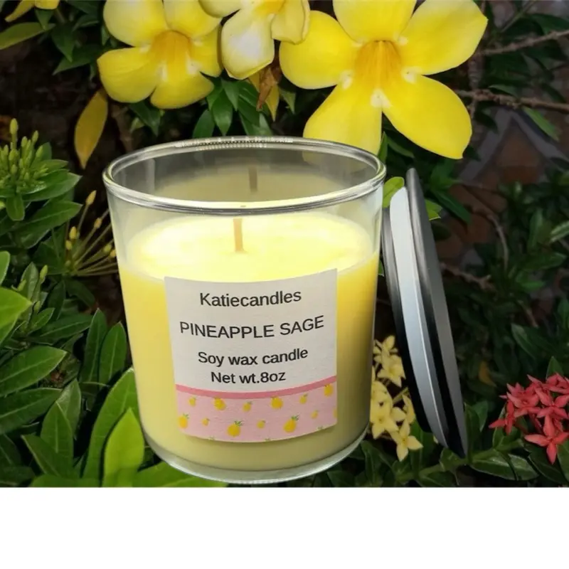 Pineapple sage scented soy wax candle 8oz Handmade Home fragrance Pineapple sage scented soy wax candle 8oz Handmade Home fragrance