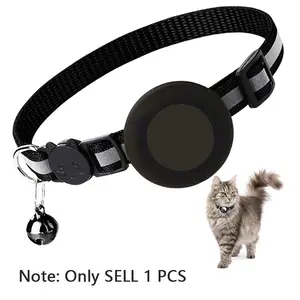 Airtag Cat Collar Breakaway, Reflective Kitten Collar with Apple Air Tag Holder and Bell for Girl Boy Cats, 0.4 Inches in Width and Lightweight, Airtag Compatible