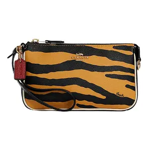 Coach Nolita 19 Tiger-Print Logo Zip Top Handle Bag for Women, Yellow and Black