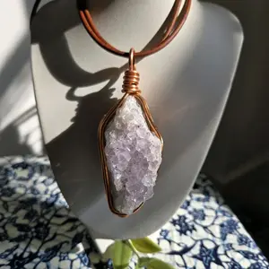 High Frequency Protection Necklace • Non Copper • Natural Healing Crystal Necklace • Amethyst  Labradorite Jade