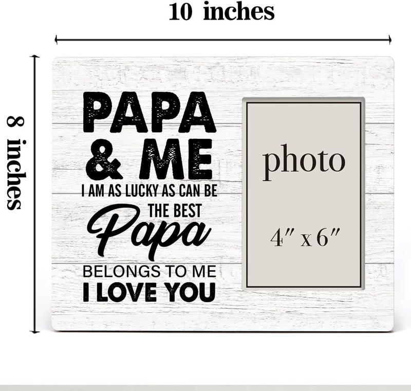 Oqtumes Papa Gift Wood Picture Frame, Gifts for Grandpa Grandad Grandfather, Rustic Papa and Me Wood Picture Frame 8 x 10 Inches, Wall Mount and Tabletop - 4 x 6 Inch Photo