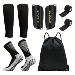 Soccer Gear Set: Comfortable 5pcs Slip-On Socks, Knee Pads & Leg Sleeves - Ideal for Outdoor Sports, Basketball & Yoga Football Accessories