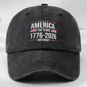 Patriotic 250th Anniversary Baseball Cap - Adjustable Snapback, Lightweight & Breathable Polyester, Black with Red, White & Blue American Flag Design, Perfect for Outdoor Travel, Camping & Casual Wear, Camping Accessories, America Flag, Hat For Men