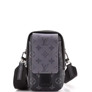 Pre-owned Louis Vuitton material Messenger Bags Double Phone Pouch NM Reverse Monogram Eclipse Canvas by Rebag