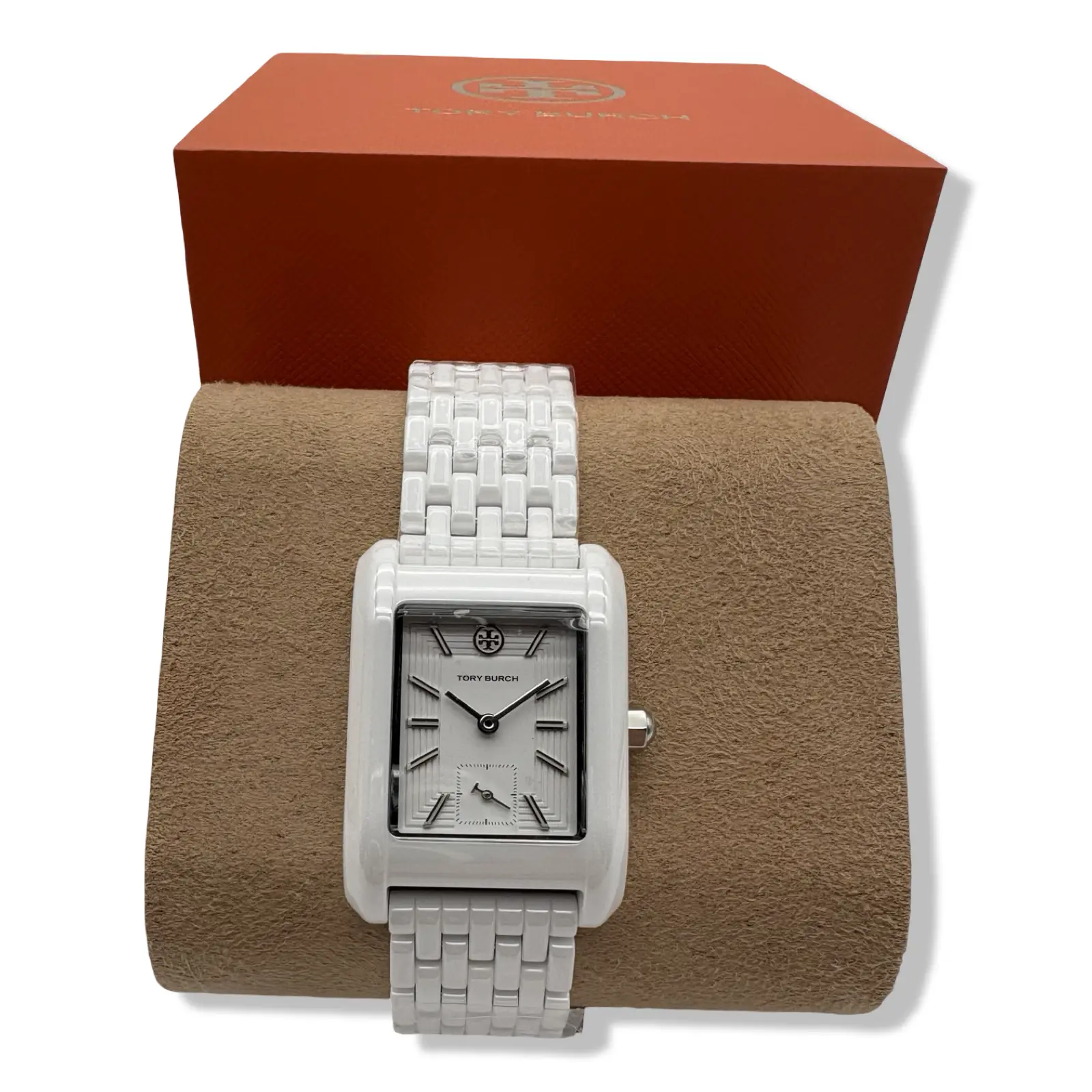 Pre-owned Tory Burch Women's Eleanor Three Hand White Ceramic Bracelet Watch (Model: TBW1088) B0DYFDSV6R
