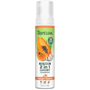 TropiClean Papaya +  Coconut No Rinse Pet Shampoo, 7.4oz