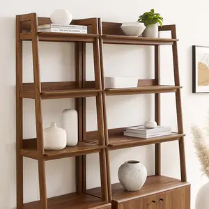 Modway Bixby Wood Bookshelves - Set of 2 in Walnut