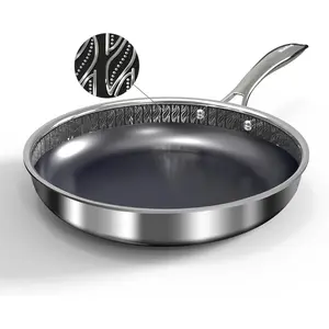 Hybrid Ceramic Nonstick Frying Pan 10", 3-Ply Stainless Steel Skillet, 2-Layer Coating,  & PTFE Free Non Stick Frying Pan, 9H Hardness, Dishwasher Safe, Induction Compatible-Dark Gray