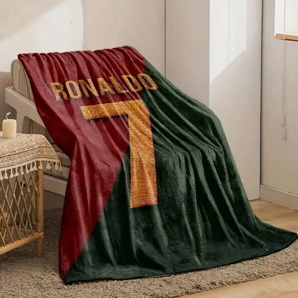 Ronaldo Flannel Blanket - Soft, Warm, Breathable, Cooling, Wrinkle-Resistant Polyester Parabolic Print Blanket for Sofa, Bed - Ideal Christmas, Birthday Gift for Loved Ones