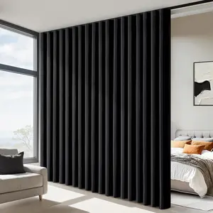 Room Divider Curtain for Ceiling Track Rod, Extra Wide Blackout Ceiling Curtain with Hooks, Noise Reduction  Curtains for Living Room and Bedroom, 100 x 84 Inch, Black, 1 Panel