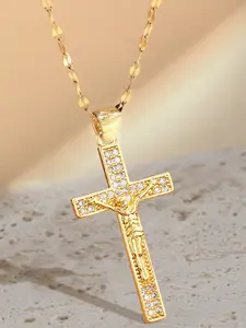A fashionable and elegant Jesus cross diamond pendant necklace, party fashion jewelry, daily clothing decoration, fashion accessories, birthday gift necklace, High End Necklace