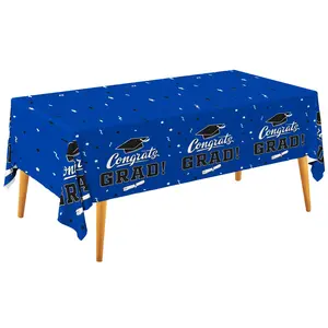 3-Pack 2025 Graduation Tablecloths – Blue Plastic Table Covers 54"x108" for Graduation Party Decor, Congrats Grad Table Cover for Celebration Events