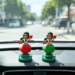 2PCS Hawaiian Skirt Girl Car Decorations, Creative Dancing Girl Dashboard Figurines, Kawaii Healing Style Auto Interior Ornaments for Women, Mother’s Day Gift and Party Giveaway