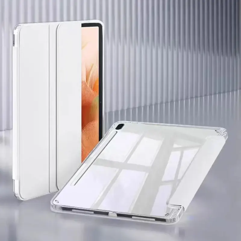Leather Collapsible Tablet Case with Tri-Fold Kickstand, Typing Stand, Modern-Design-Style for Samsung Galaxy Tab A9+ A8 A7 Lite S9 S8 S7 S10 FE S6 Lite S9 FE+ S8+ S7+ 11 in - Durable Casing, Premium Finish, Protection, Smart Cover Tablet Accessories