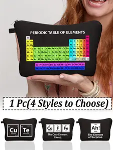 Periodic Table Print Makeup Bag, Fun Chemistry Elements Multi-Functional Storage Pouch, Travel Organizer, Digital Accessories Case, Large Capacity Gift