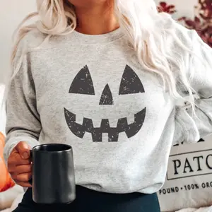 Halloween Pumpkin Face Sweatshirt - Pumpkin Face Sweatshirt - Jack O'Lantern Sweater - Halloween Pumpkin Sweatshirt
