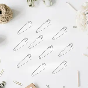 10 Pcs diamond studded safety pin brooch, suitable for jackets, hats, shirts, shawls, scarves, and formal occasions clothing accessories