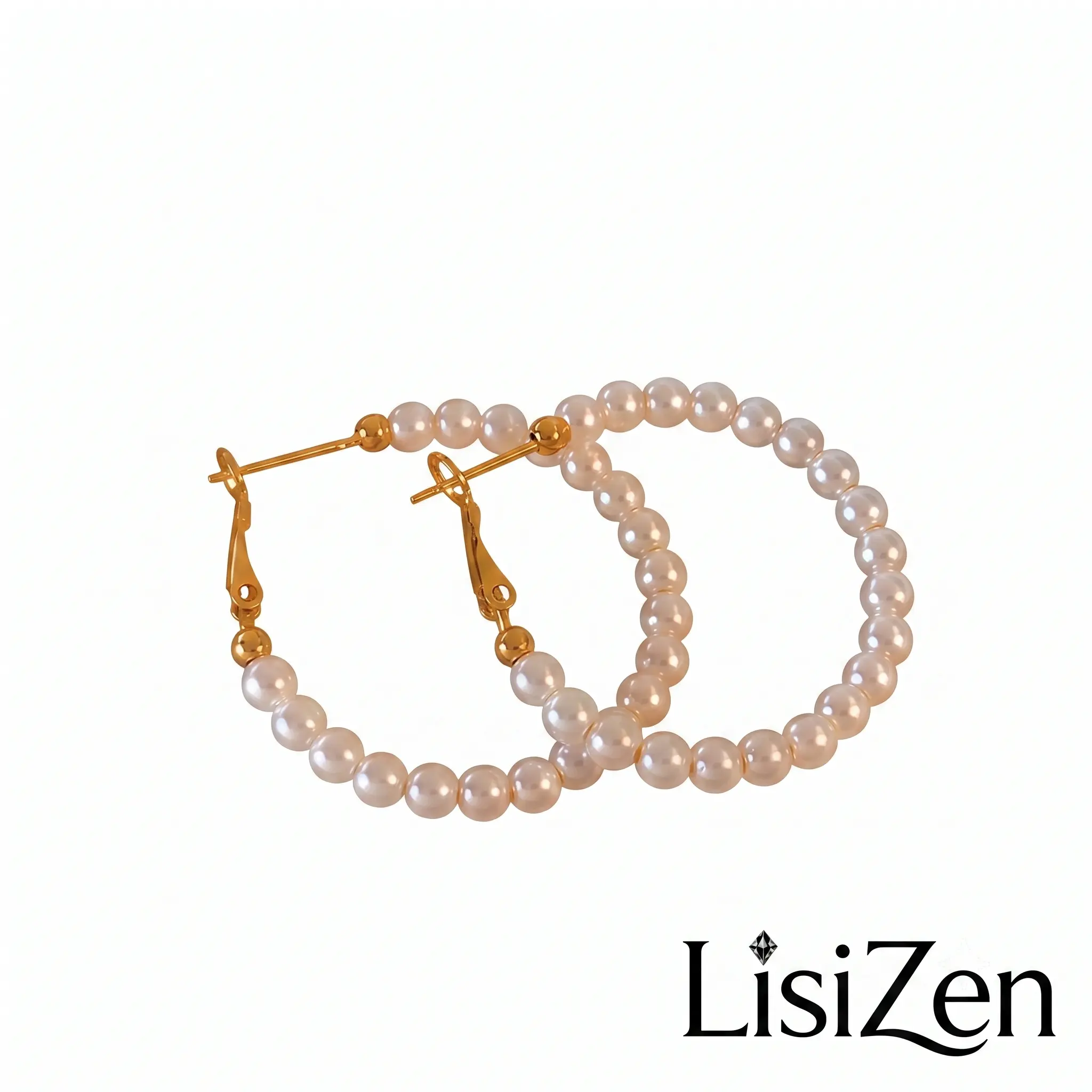 LisiZen Gold Plated Large Beaded Hoop Earrings, Retro Y2K Statement Circles for Women DZEH6221