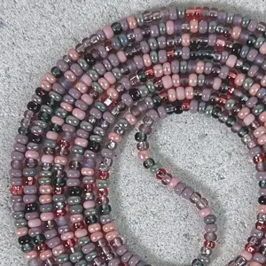 LOVE PHASES - Tie On Waist Beads - 45 to 60 inches Waistbeads - Purple Waistbeads - Pink Waistbeads - Valentines Day Waistbeads