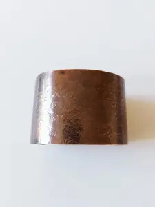 Handcrafted Fabric Pressed Copper Cuff 1 1/2" Width Soft Metal with Fabric and Ribbon Texture