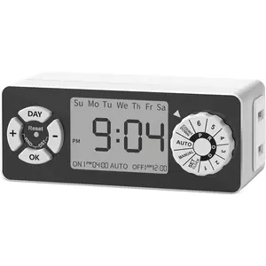 Digital Timer Outlet, Dial Programmable Method, Indoor Plug in Light Timer, 2 Polarized Electrical Outlets for Lamps, 6 Sets of Programs, 15A/1875W
