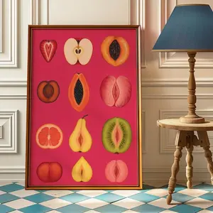 Sliced Feminine Fruit Poster - Sliced Fruit Vintage Wall Art - Body Positivity Art Print - Equality Art Print - Fruit Poster For Kitchen