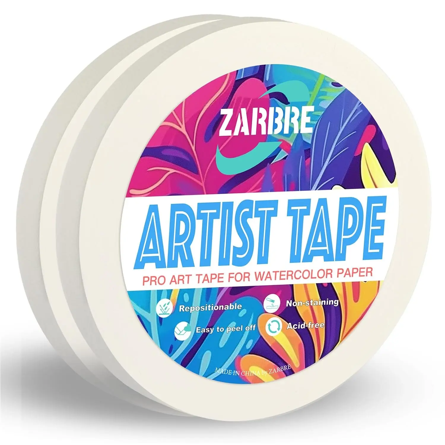 Artist Tape, 2 Pack White Art Tape for Watercolor Paper, Medium Tack Masking Drafting Tape for Painting Canvas Framing, Acid-Free, 0.5in Wide 328FT Long Total