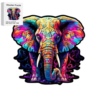 Colorful Elephant Wooden Jigsaw Puzzle, Unique Irregular Animal Shape, Perfect Gift for Lovers & Friends, Party Game, DIY Leisure, Home Decor