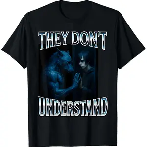 100% CottonThey Don't Understand Alpha Wolf Funny Emo Corny Weird Men T-Shirt