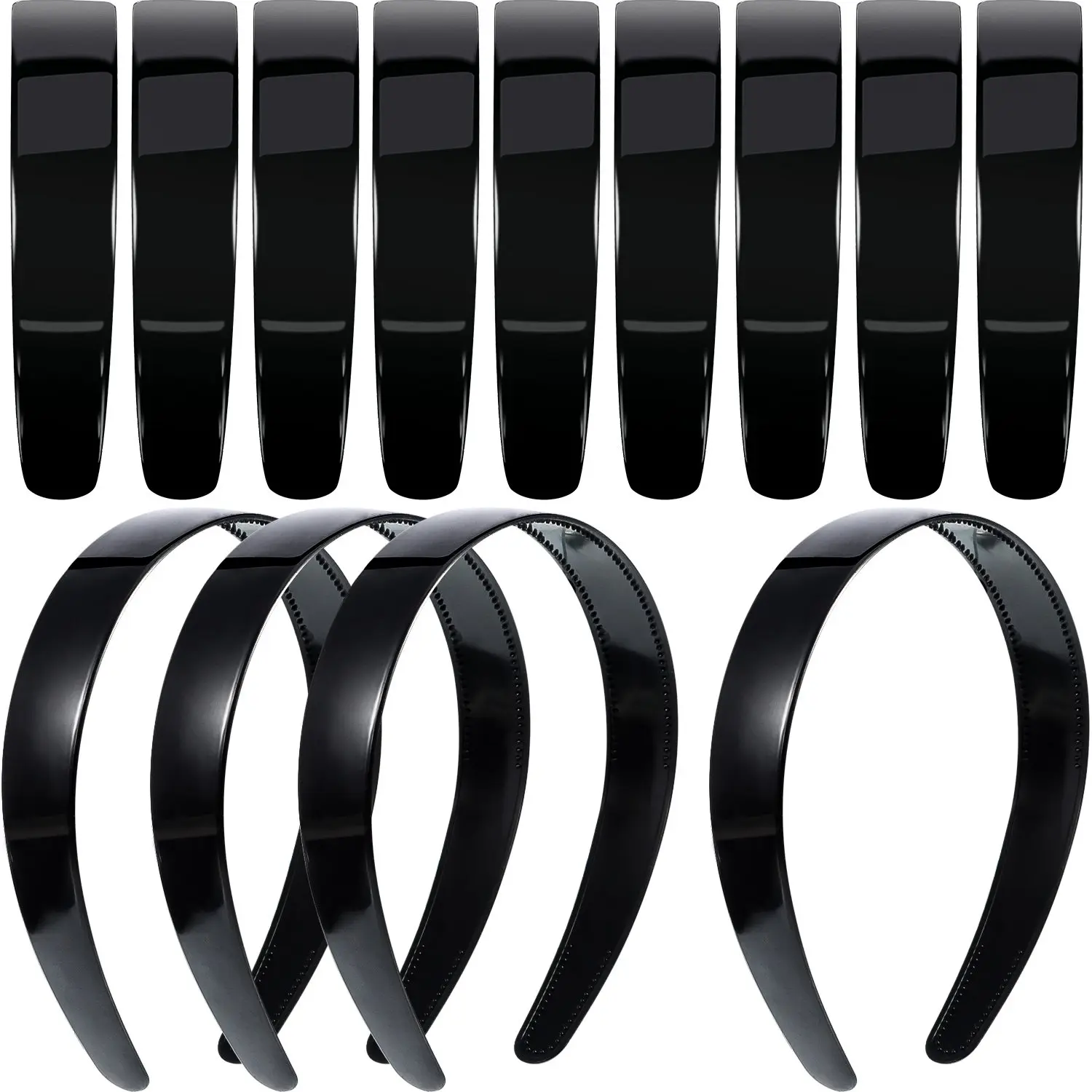 20 Pcs 1 Inch Black Plastic Headbands with Teeth for Women DIY | Plain Hairbands Suited to DIY Projects, Ideal for Christmas and Halloween Styling, Teeth Design Secures Hair, Smooth Finish