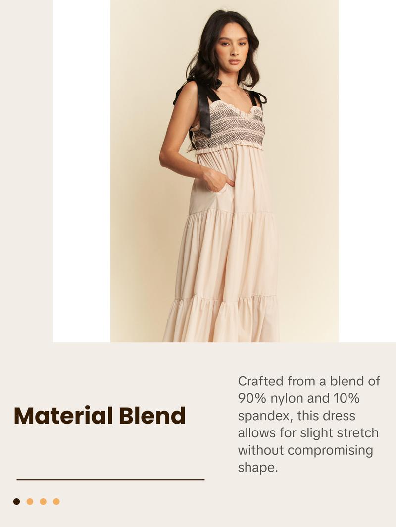 Davi & Dani Multi Contrast Smocked Bodice Straps Maxi Dress