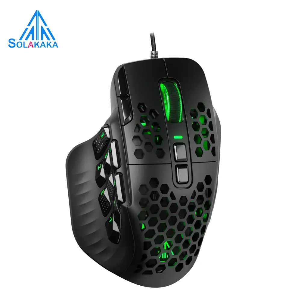 Solakaka SM809 MMO Mouse Gaming Wired RGB Rainbow with 9 Side Buttons, 22800 DPI High Precision Sensor Optical Ergonomic Gamer Mouse,16 Programmable Custom Macro Shortcuts Remapping PC Gaming Mice for Windows PC Accessories dealsforyoudays