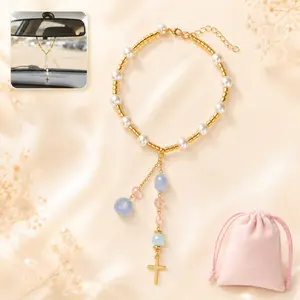 Elegant Cross for Car Mirror - Sun Catcher Rearview Mirror Charm, Transforms Sunlight and Diffuses Colors and Energy Throughout The Car