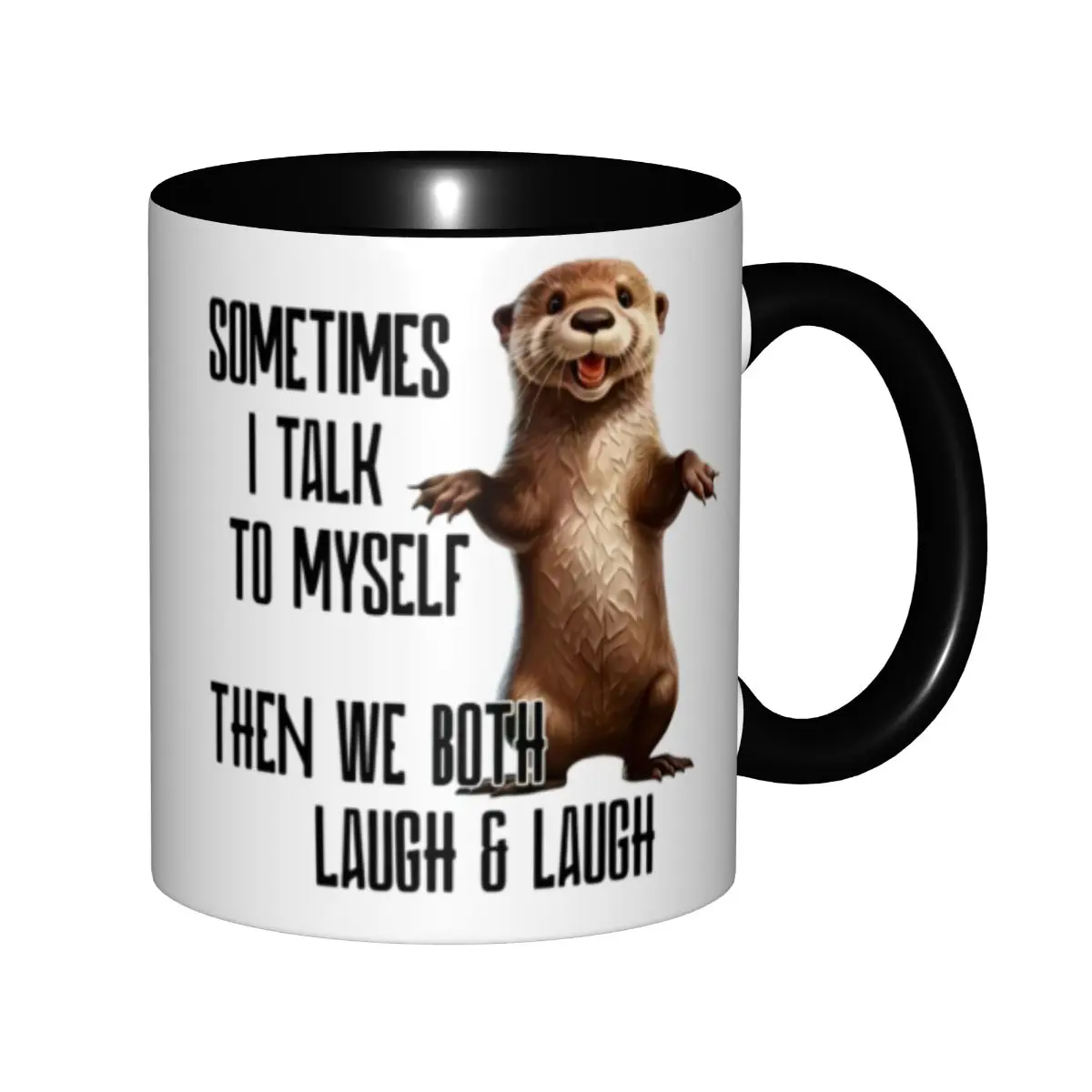 Ceramic Otter Print Animal Mug with Gift Box - Travel Gifts for Coffee & Tea Lovers, Outdoor Camping - Birthday, Coworker Appreciation Present for Friends, Animals, Round Mug