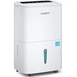 Waykar 150 Pints Energy Star Dehumidifier for Spaces Up to 7,000 Sq. Ft - Auto Defrost, Self-Drying, Drain Hose Included