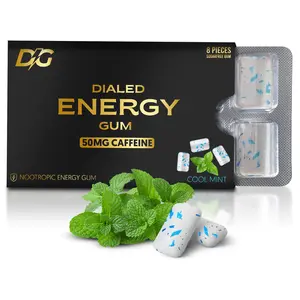 Dialed Energy Gum - 50mg Natural Caffeine, L-theanine, Taurine & Vitamins B6+B12 for Focus & Sharpness, Fast Effects in 5-10mins, On-the-Go Energy Gum