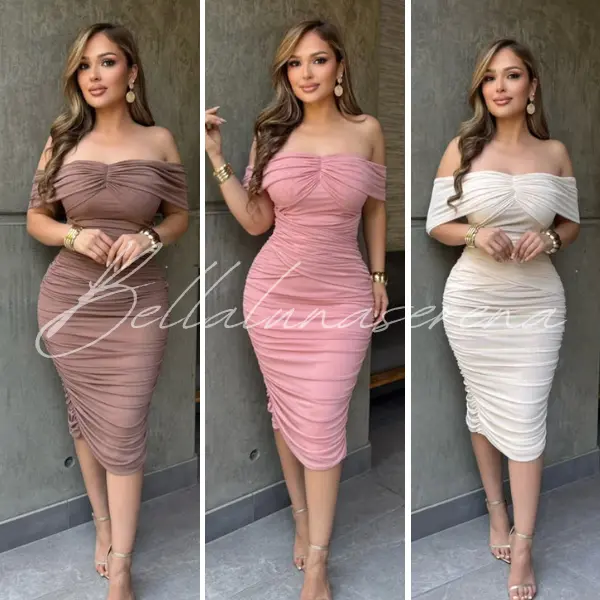Jessica off the shoulder Mesh Dress