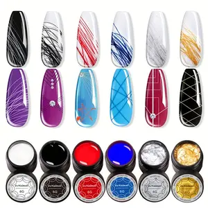 6 Colors Nail Spider Gel, Nail Drawing Glue, Varnish Point to Line UV Gel, Spider Nail Gel Polish, Nail Art Gel Polish, Manicure Cosmetic