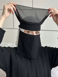 Lightweight Tie-On Sunscreen Veil, Soft Skin-Friendly Eye Shield Niqab, Muslim Women's Modest Face Covering for Summer