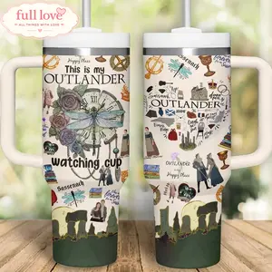 Outlander TV Series Tumbler 20oz-40oz With Handle, Fan Drinkware Gift, Double Wall Insulated, Stainless Steel Vacuum Insulated Cup, Gift for Fan, Eco-Friendly, Flask Travel Cup