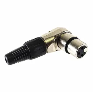 AMERICAN RECORDER Solder Type 3 pin Female XLR Right Angle Connector  - Nickel