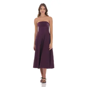 Sheen Empire Waist Midi Dress in Purple Crinkle