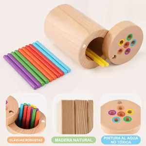 Cubidupi-Montessori Early Learning Color Sorting Educational Toy Wooden Color Recognition Sensory Peg Cup for Preschool Kids & Toddlers tjl